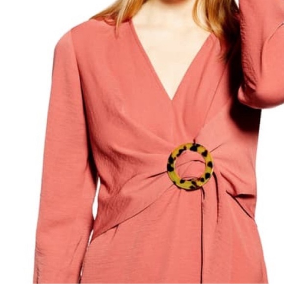 NWT Topshop Tortoise Ring Wrap Dress 10 - Picture 8 of 13